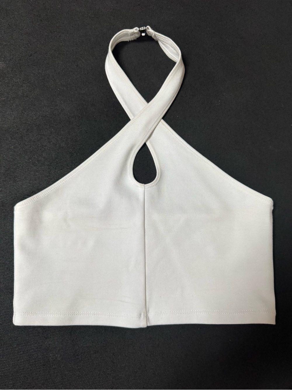Aritzia Sun-Deh White Halter Twist Neck Crop Top
